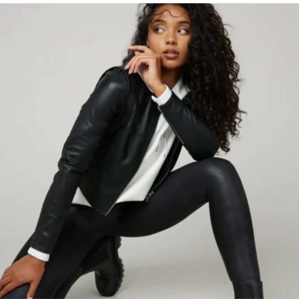 The Spanx II Moto Jacket in Luxe Black Woman’s Jacket Size Medium
